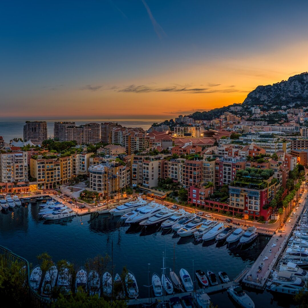 Monaco harbor at night